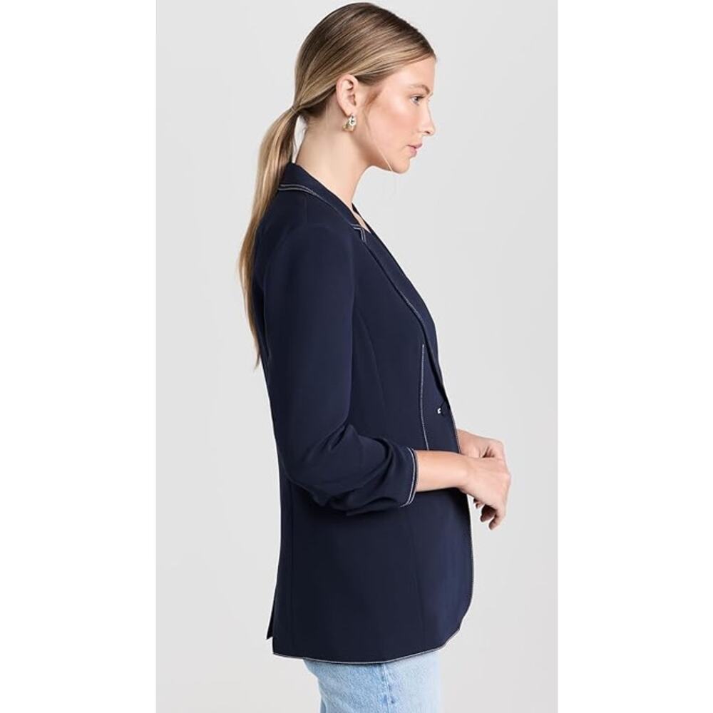 CINQ A SEPT Navy Crepe Khloe Blazer - Picture 3 of 13